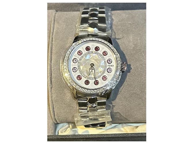 Fendi Armbanduhr mit Diamanten Silber Weiß - Ansicht 2