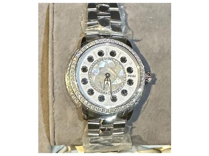 Fendi Armbanduhr mit Diamanten Silber Weiß - Ansicht 3