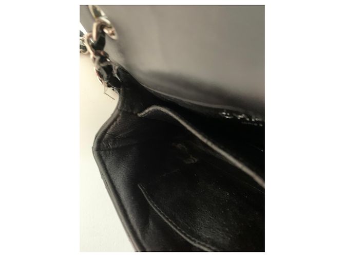 Chanel Classic Mini Flap Bag Vernice Nera Nero - vista 7