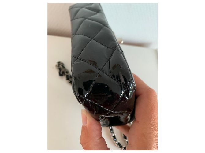 Chanel Classic Mini Flap Bag Vernice Nera Nero - vista 9