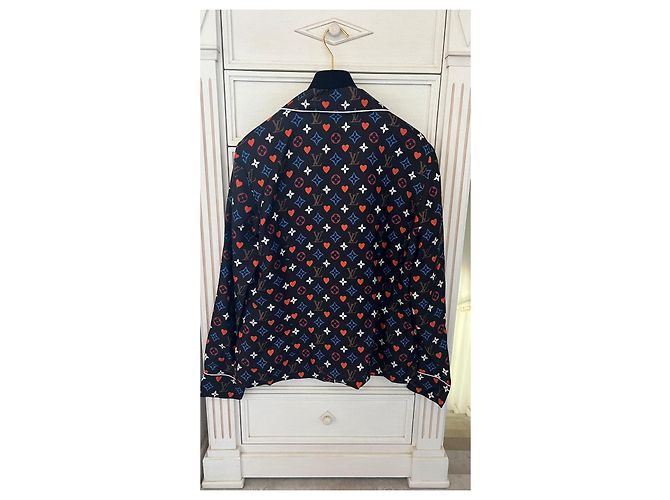 Camicia in seta Louis Vuitton Monogram Cœur Marrone Nero Rosa Bianco Rosso Blu - vista 3