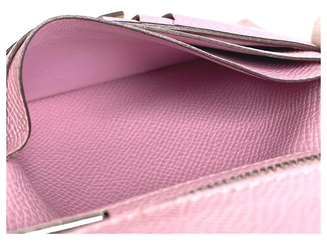 Portafoglio Hermès Bicolor Bearn Compact Verso H Logo Rosa Giallo - vista 12