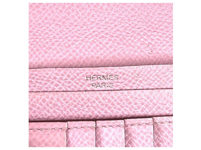 Portafoglio Hermès Bicolor Bearn Compact Verso H Logo Rosa Giallo - vista 13