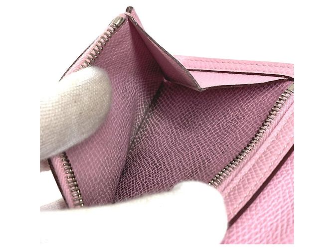 Portafoglio Hermès Bicolor Bearn Compact Verso H Logo Rosa Giallo - vista 15