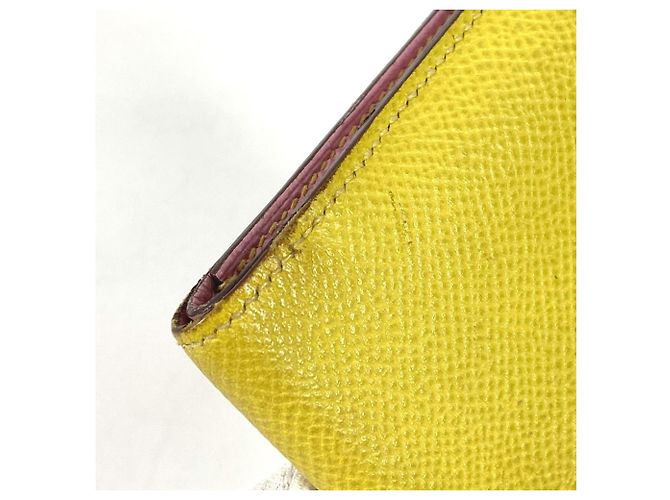 Portafoglio Hermès Bicolor Bearn Compact Verso H Logo Rosa Giallo - vista 16