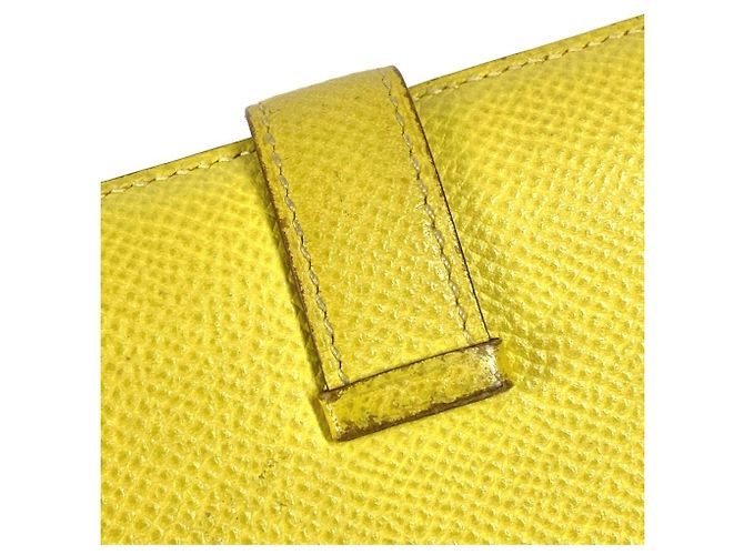 Portafoglio Hermès Bicolor Bearn Compact Verso H Logo Rosa Giallo - vista 17