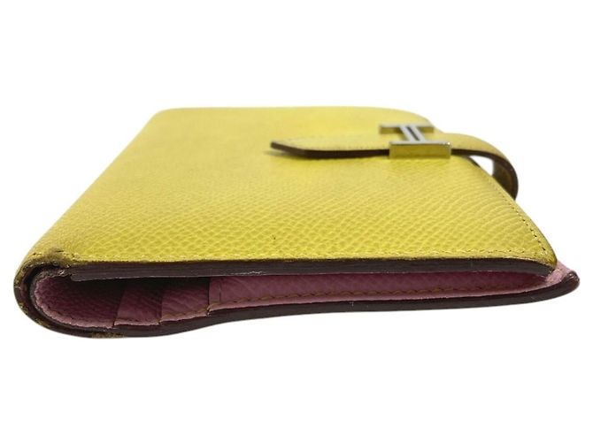 Portafoglio Hermès Bicolor Bearn Compact Verso H Logo Rosa Giallo - vista 3