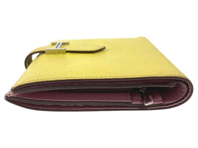 Portafoglio Hermès Bicolor Bearn Compact Verso H Logo Rosa Giallo - vista 4