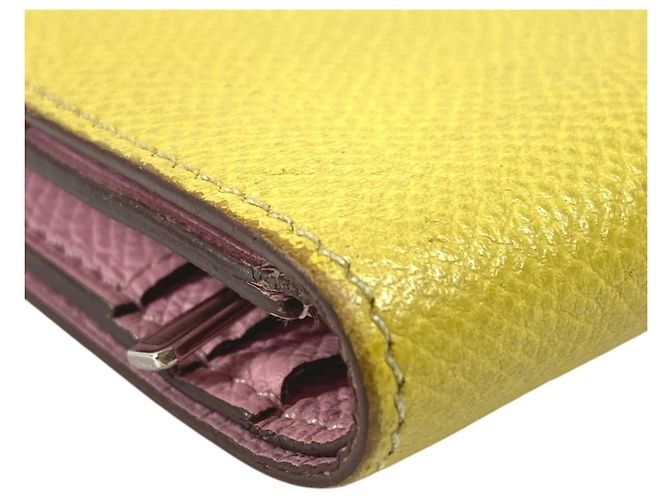 Portafoglio Hermès Bicolor Bearn Compact Verso H Logo Rosa Giallo - vista 7