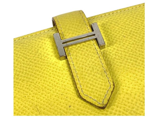 Portafoglio Hermès Bicolor Bearn Compact Verso H Logo Rosa Giallo - vista 8