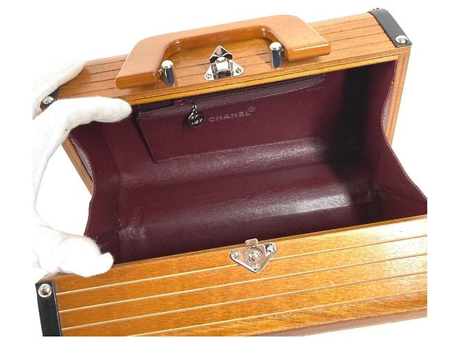 Vanity Beauty case Chanel Vintage CC Coco Mark Logo Marrone Nero - vista 11