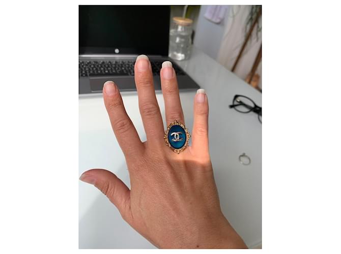 Anello Chanel Camélia Blu - vista 7