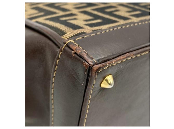 Borsa Fendi Zucca marrone in pelle e jacquard - vista 11