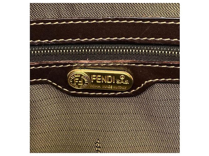 Borsa Fendi Zucca marrone in pelle e jacquard - vista 13