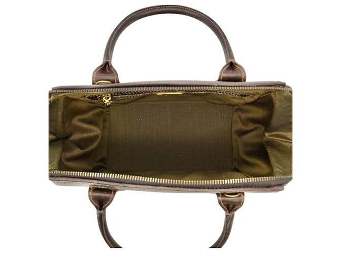 Borsa Fendi Zucca marrone in pelle e jacquard - vista 5
