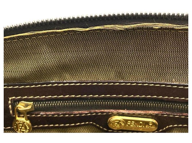 Borsa Fendi Zucca marrone in pelle e jacquard - vista 7