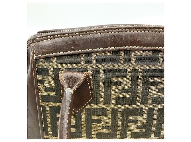 Borsa Fendi Zucca marrone in pelle e jacquard - vista 9