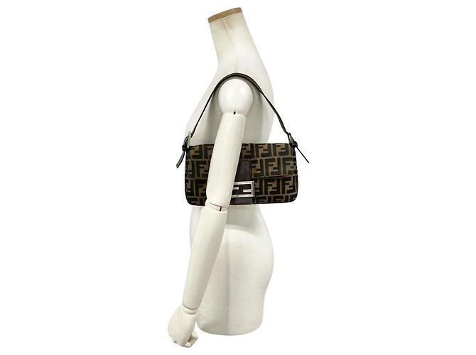Borsa a tracolla a secchiello Fendi Zucca Mamma Marrone - vista 12