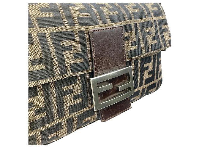 Borsa a tracolla a secchiello Fendi Zucca Mamma Marrone - vista 8
