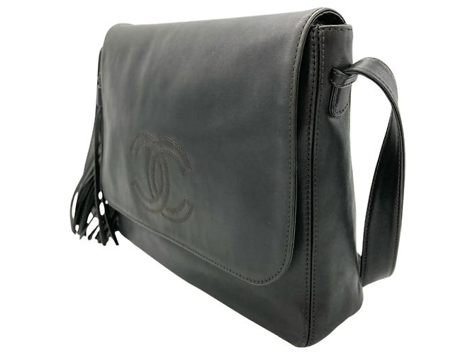 Borsa a Spalla Chanel Large Coco Tassel Nero - vista 2