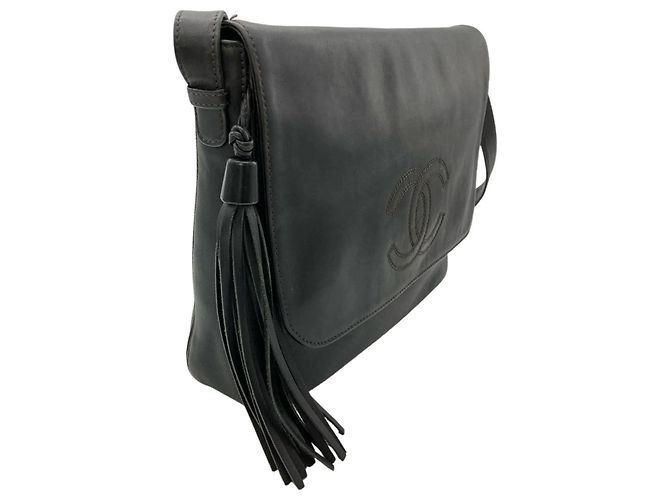 Borsa a Spalla Chanel Large Coco Tassel Nero - vista 6