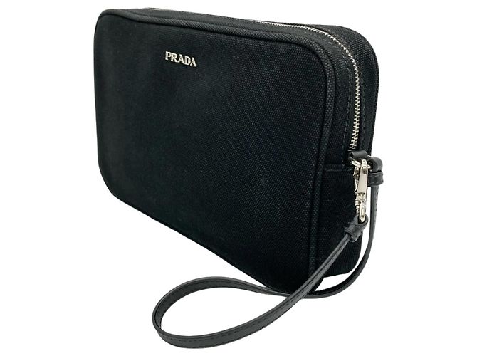 Prada Black Canvas Handbag/Pouch - view 2