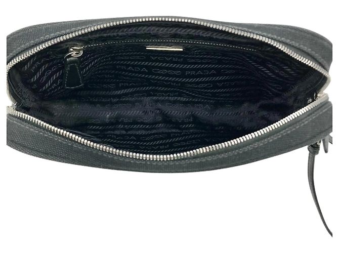 Prada Black Canvas Handbag/Pouch - view 5