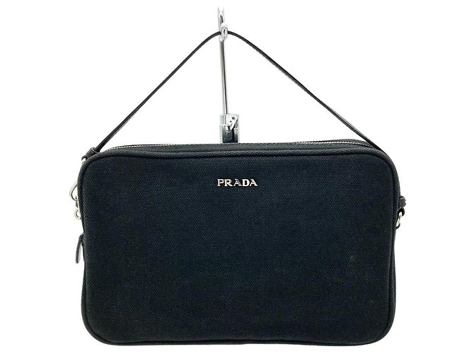 Prada Black Canvas Handbag/Pouch - view 6