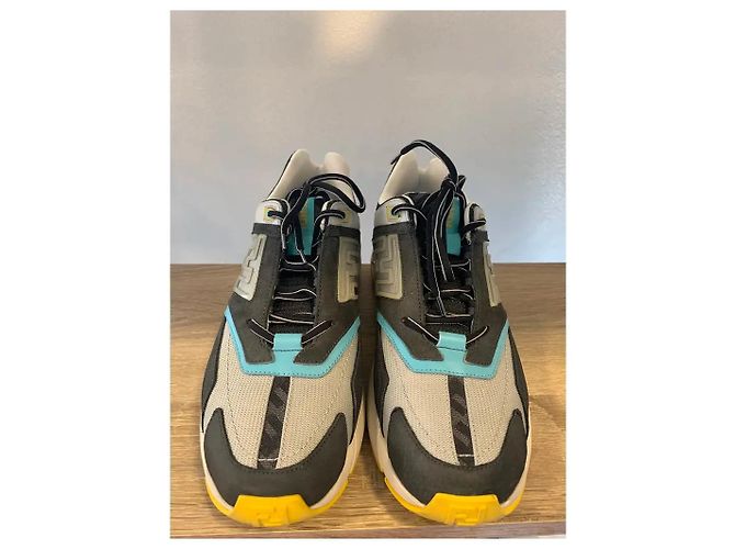 Fendi Faster Sneaker Schwarz Weiß Blau Grau Gelb - Ansicht 2