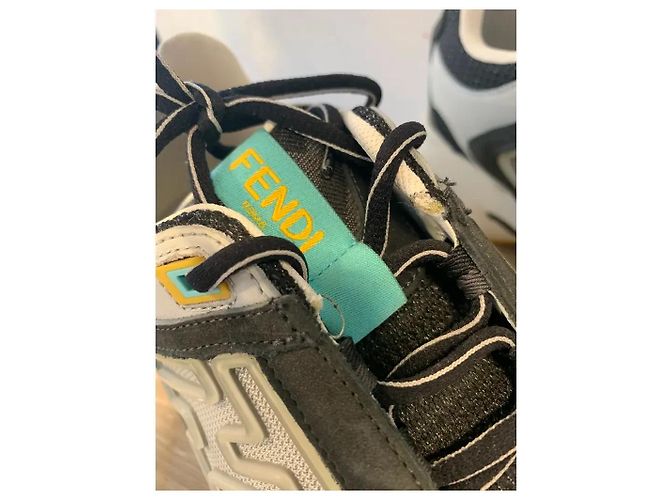 Fendi Faster Sneaker Schwarz Weiß Blau Grau Gelb - Ansicht 4