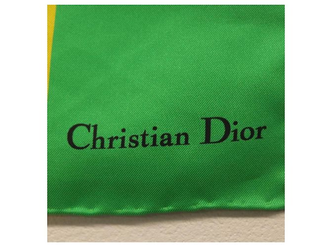 Sciarpa Christian Dior in seta gialla Auth BA12629A Giallo - vista 6