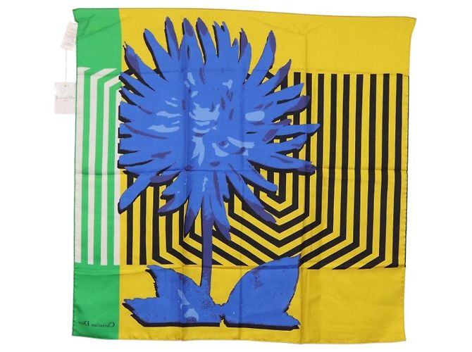 Sciarpa Christian Dior in seta gialla Auth BA12629A Giallo - vista 7