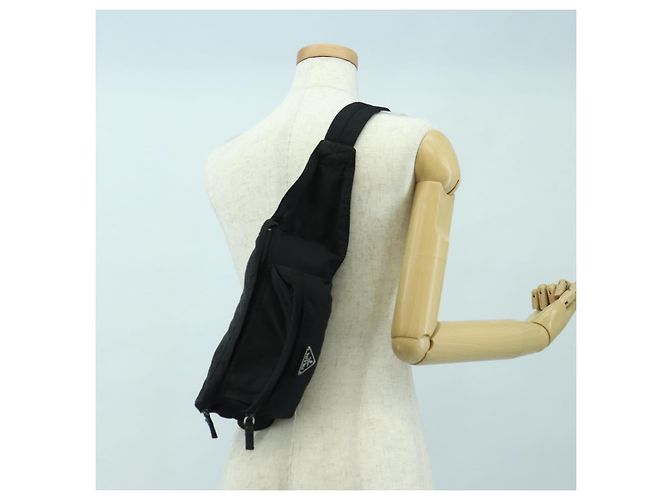 Borsa a tracolla PRADA Nylon Nero Argento Autentica 179145A - vista 24