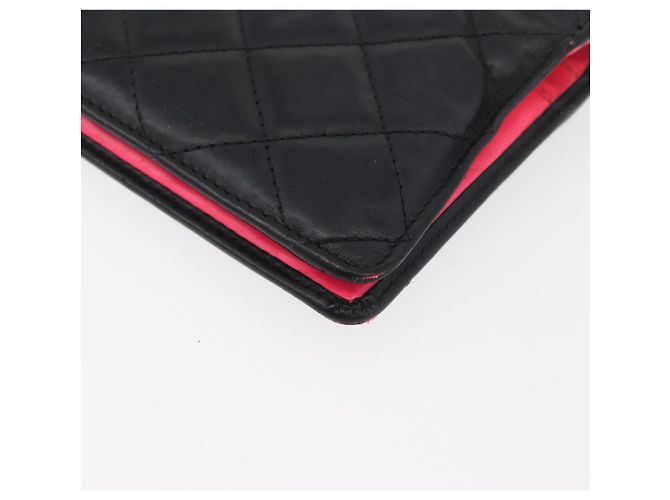 CHANEL Cambon Line Long Wallet Lamb Skin Black CC Auth 176414 Nero - vista 10