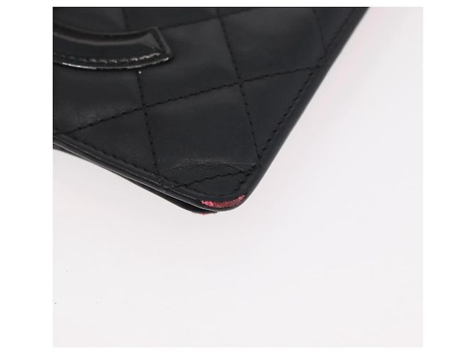 CHANEL Cambon Line Long Wallet Lamb Skin Black CC Auth 176414 Nero - vista 9