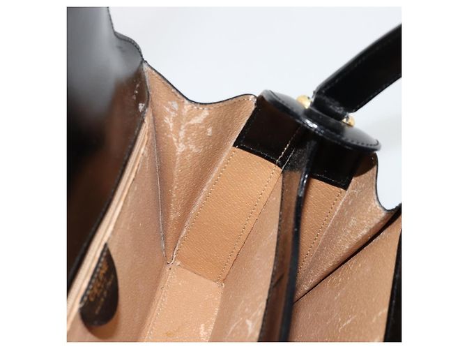 Céline Borsa CELINE Horse Carriage in pelle nera e oro Auth 179139 Nero D'oro - vista 18