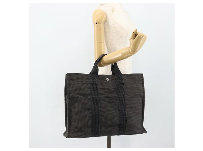 Hermès HERMES Her Line MM Handtasche Canvas Grau Silber Authentisch 179155A Braun - Ansicht 19