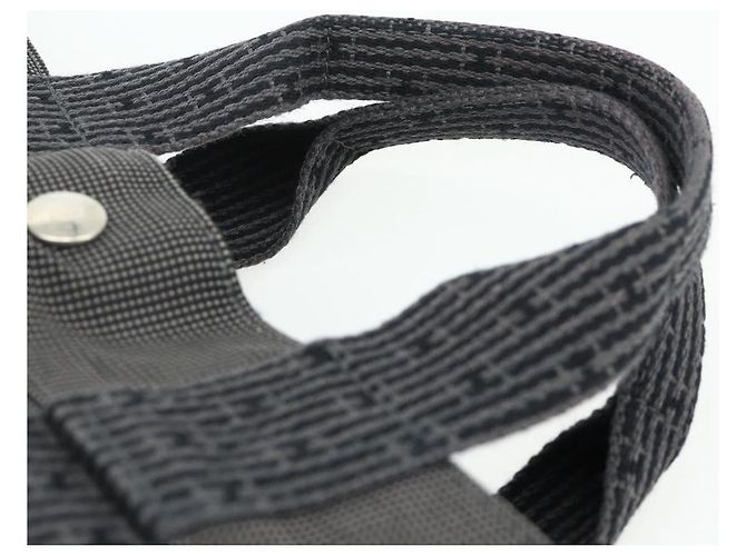 Hermès HERMES Her Line MM Handtasche Canvas Grau Silber Authentisch 179155A Braun - Ansicht 8