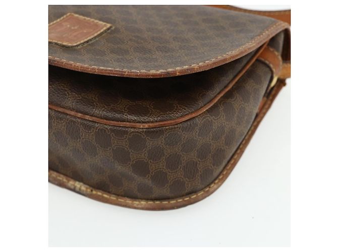 Céline Borsa a tracolla CELINE Macadam Canvas PVC Pelle Marrone Oro Auth ep14625 D'oro - vista 10
