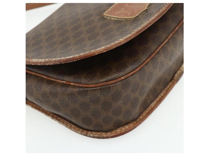 Céline Borsa a tracolla CELINE Macadam Canvas PVC Pelle Marrone Oro Auth ep14625 D'oro - vista 11