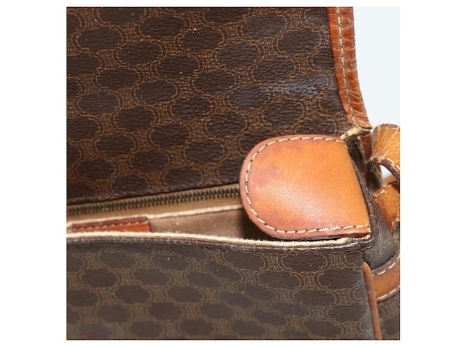 Céline Borsa a tracolla CELINE Macadam Canvas PVC Pelle Marrone Oro Auth ep14625 D'oro - vista 16