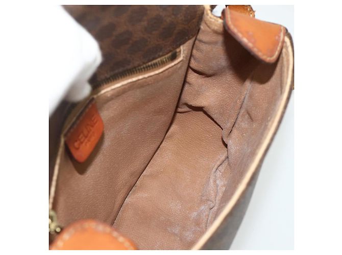 Céline Borsa a tracolla CELINE Macadam Canvas PVC Pelle Marrone Oro Auth ep14625 D'oro - vista 19