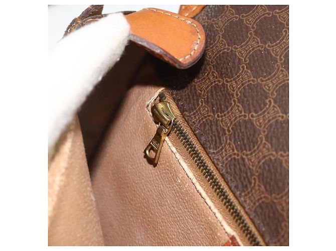 Céline Borsa a tracolla CELINE Macadam Canvas PVC Pelle Marrone Oro Auth ep14625 D'oro - vista 21
