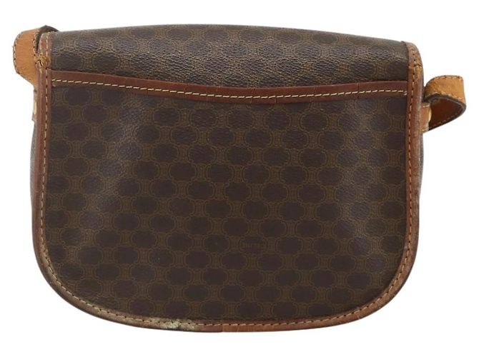 Céline Borsa a tracolla CELINE Macadam Canvas PVC Pelle Marrone Oro Auth ep14625 D'oro - vista 3