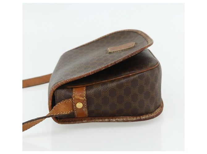 Céline Borsa a tracolla CELINE Macadam Canvas PVC Pelle Marrone Oro Auth ep14625 D'oro - vista 4