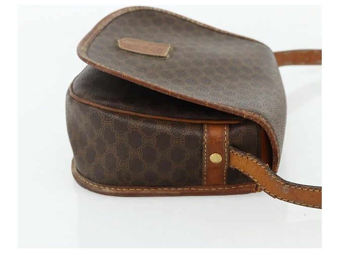 Céline Borsa a tracolla CELINE Macadam Canvas PVC Pelle Marrone Oro Auth ep14625 D'oro - vista 5