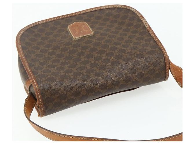 Céline Borsa a tracolla CELINE Macadam Canvas PVC Pelle Marrone Oro Auth ep14625 D'oro - vista 6