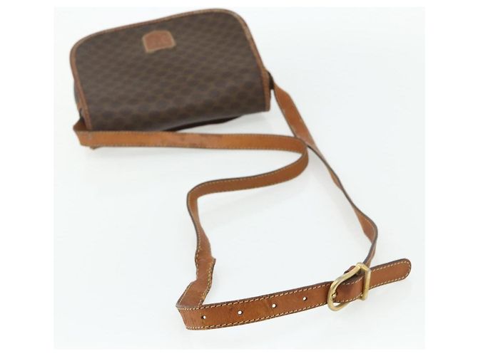 Céline Borsa a tracolla CELINE Macadam Canvas PVC Pelle Marrone Oro Auth ep14625 D'oro - vista 7