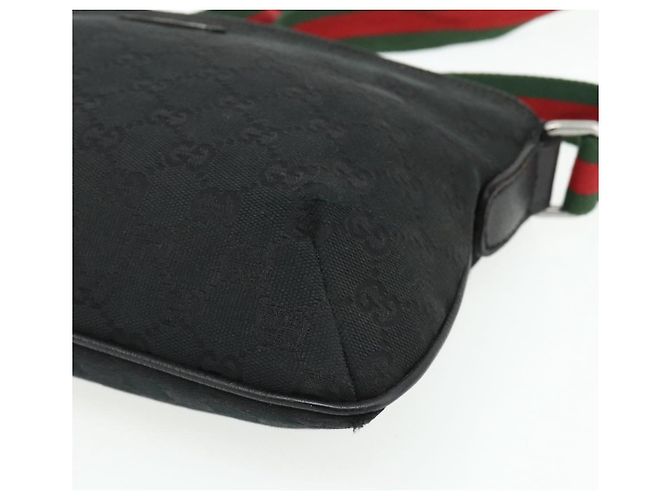Borsa a Spalla GUCCI Web Sherry Line GG Canvas Nero Rosso Verde 189749 Auth 179252 - vista 10