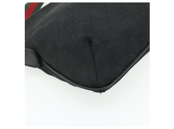 Borsa a Spalla GUCCI Web Sherry Line GG Canvas Nero Rosso Verde 189749 Auth 179252 - vista 11